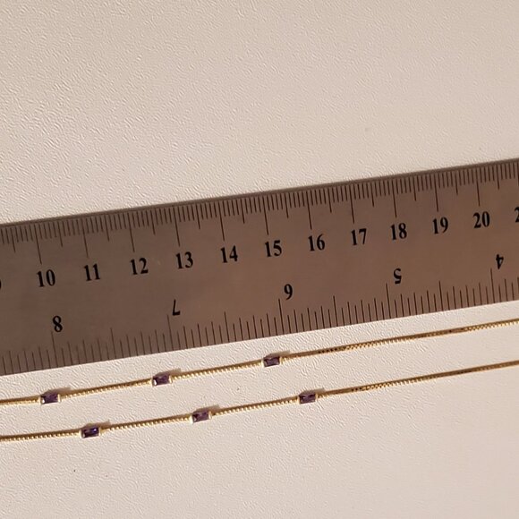 LOUISA SECRET 14K Gold Plated Sterling Silver Necklace  Amethyst Style - Picture 10 of 11